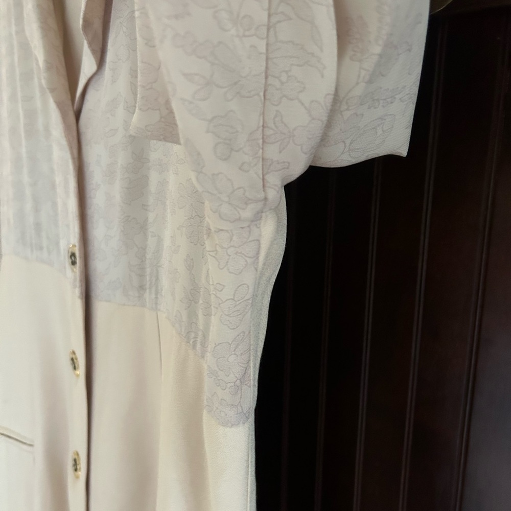 VINTAGE 90S POSITIVE INFLUENCE Floral Block Cream Duster Jacket Artsy | Size 12 - Picture 11 of 13